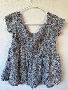 White Smocked Floral Baby Tshirt Women's Medium
